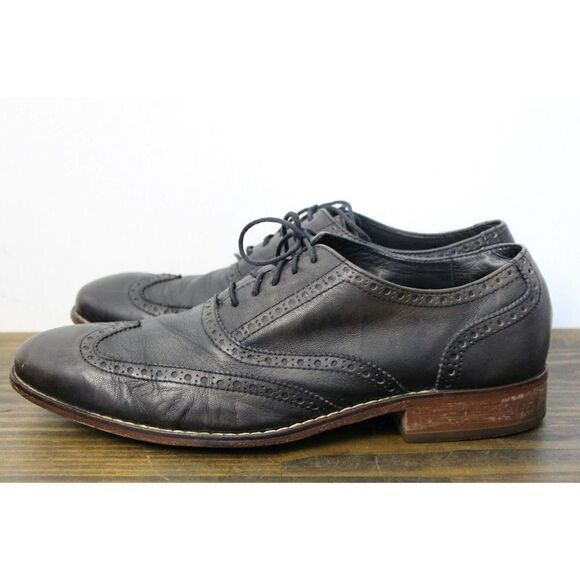 COLE HAAN GRAY BLACK GENUINE LEATHER LACE UP OXFORD DRESS MEN\'S SHOES 11M